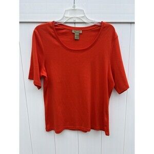 Peck and Peck Weekend Women's Top Solid Orange 100% Cotton Sz Large